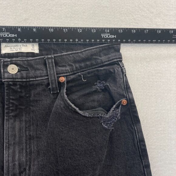 Abercrombie & Fitch Curve Love Jeans‎ Women's 28/6 The 90s Straight Black Denim - Picture 7 of 13